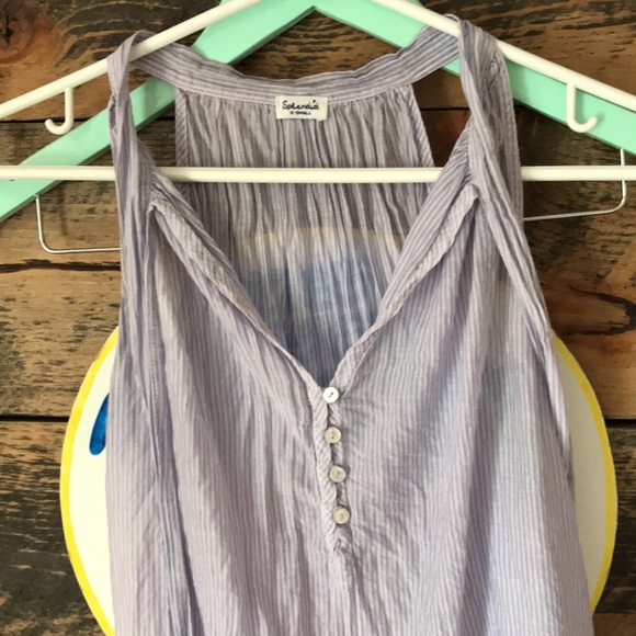 🇺🇸 SPLENDID XS Lavender Pinstripe A-line Tank Silk Cotton Lightweight - Picture 3 of 12
